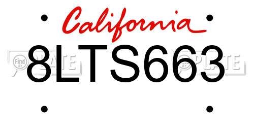 8LTS663 California License Plate