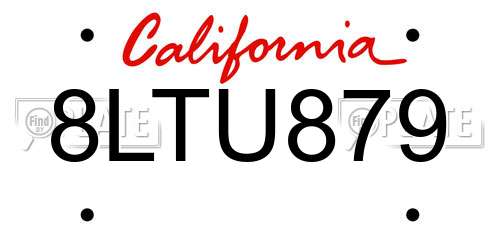 8LTU879 California License Plate