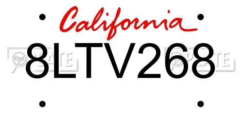 8LTV268 California License Plate