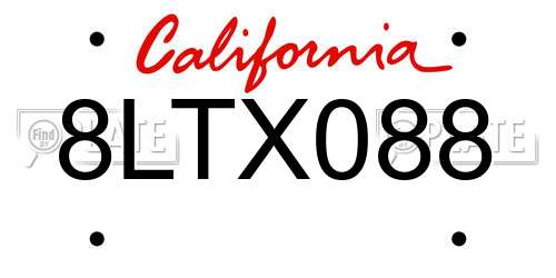 8LTX088 California License Plate