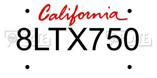 8LTX750 California License Plate
