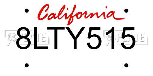 8LTY515 California License Plate