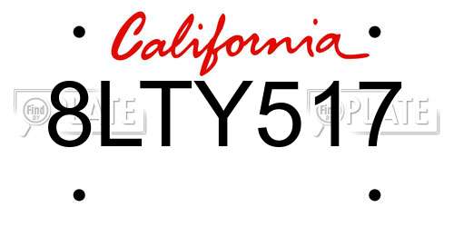 8LTY517 California License Plate