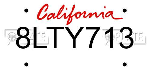 8LTY713 California License Plate