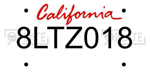 8LTZ018 California License Plate