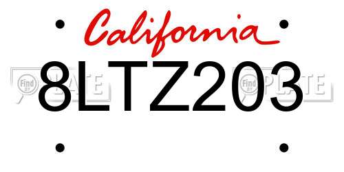 8LTZ203 California License Plate