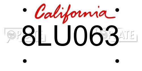 8LU063 California License Plate