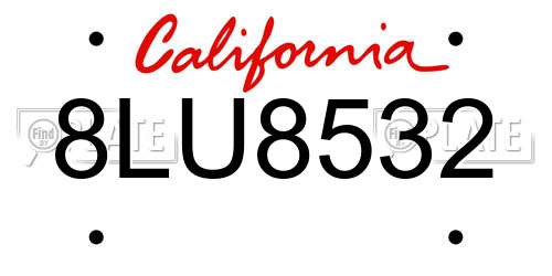 8LU8532 California License Plate