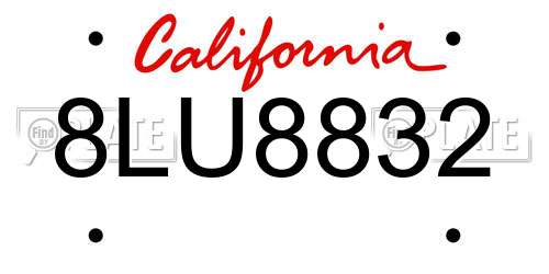 8LU8832 California License Plate