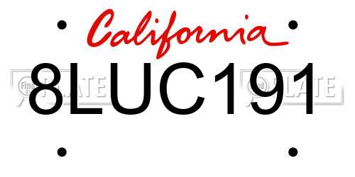 8LUC191 California License Plate