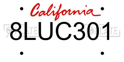 8LUC301 California License Plate