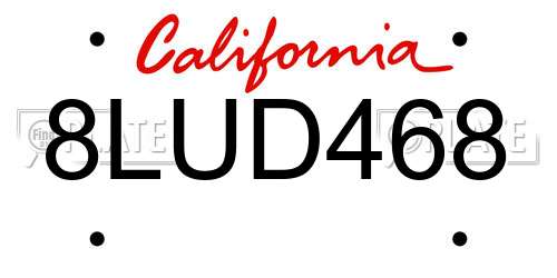 8LUD468 California License Plate
