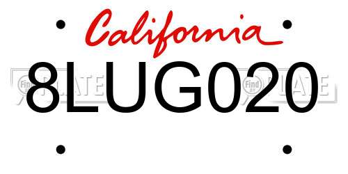 8LUG020 California License Plate