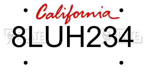 8LUH234 California License Plate