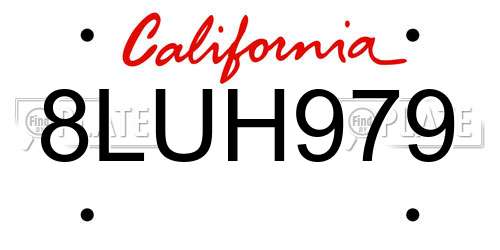 8LUH979 California License Plate