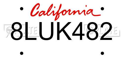 8LUK482 California License Plate