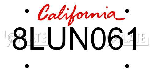 8LUN061 California License Plate