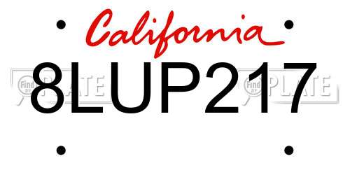 8LUP217 California License Plate