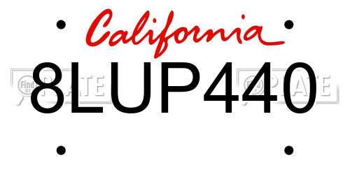 8LUP440 California License Plate