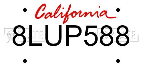 8LUP588 California License Plate