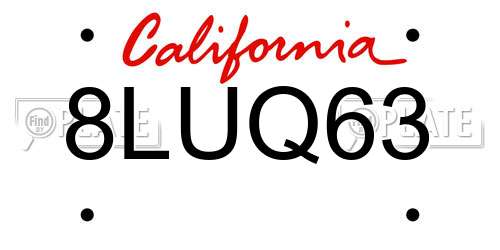 8LUQ63 California License Plate