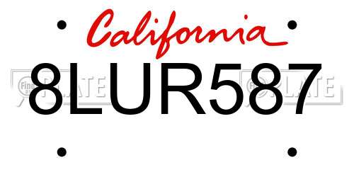 8LUR587 California License Plate
