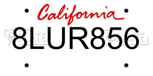 8LUR856 California License Plate