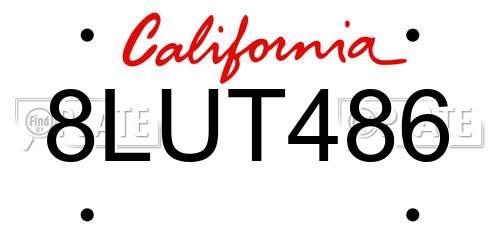 8LUT486 California License Plate