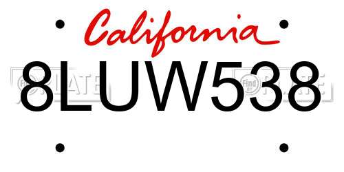 8LUW538 California License Plate