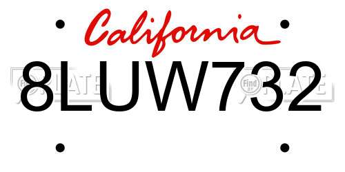 8LUW732 California License Plate