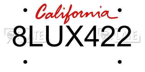 8LUX422 California License Plate