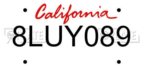8LUY089 California License Plate