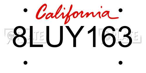8LUY163 California License Plate