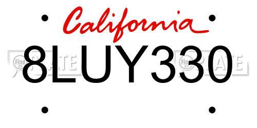 8LUY330 California License Plate
