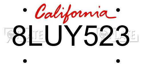 8LUY523 California License Plate