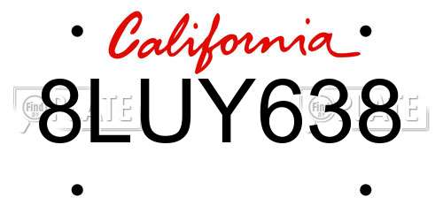 8LUY638 California License Plate