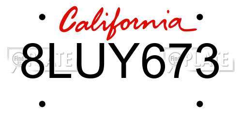 8LUY673 California License Plate