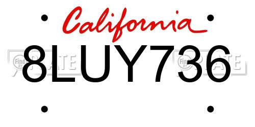 8LUY736 California License Plate