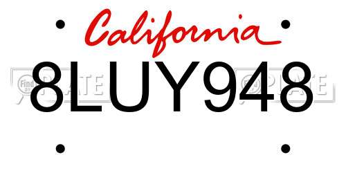 8LUY948 California License Plate