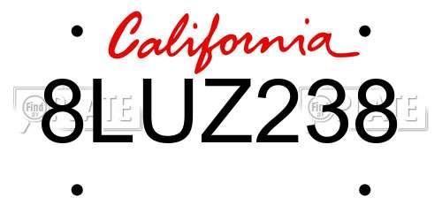 8LUZ238 California License Plate