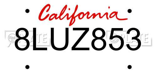 8LUZ853 California License Plate