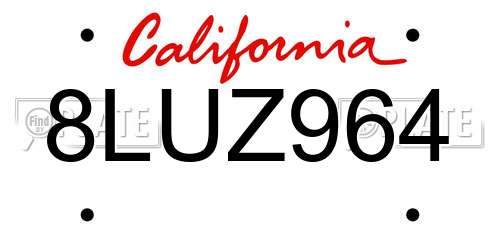 8LUZ964 California License Plate