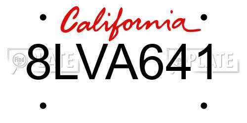 8LVA641 California License Plate