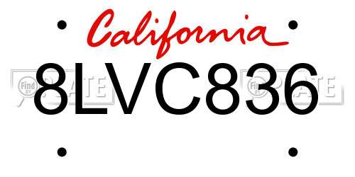 8LVC836 California License Plate