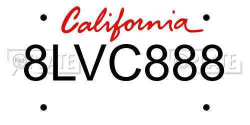 8LVC888 California License Plate