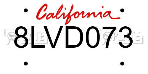 8LVD073 California License Plate