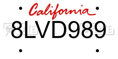 8LVD989 California License Plate