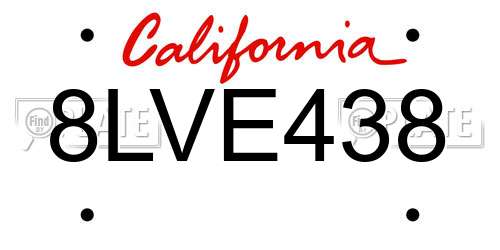 8LVE438 California License Plate