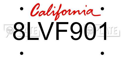 8LVF901 California License Plate