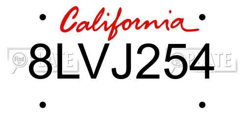 8LVJ254 California License Plate